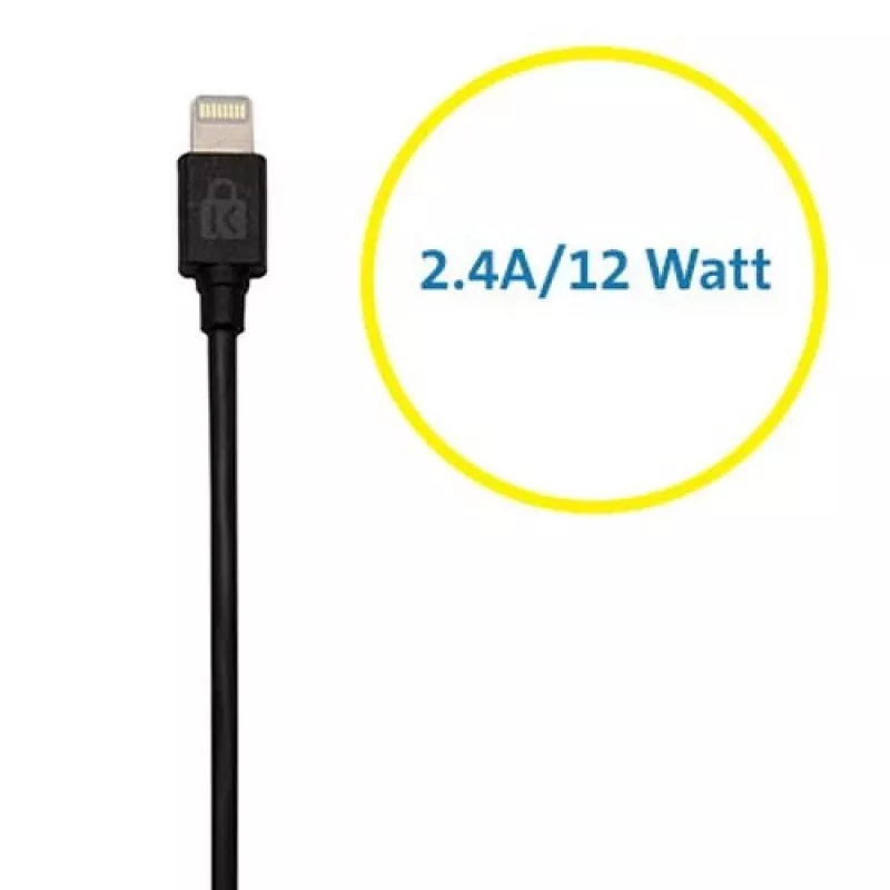 Kensington PowerBolt™ 2.4 autolaadija — Must, Auto, Sigaretisüütaja pesa, 1 m, Must