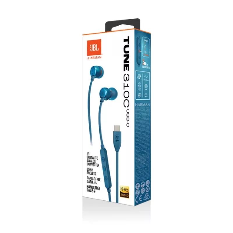 JBL Tune 310C USB Peakomplekt Juhtmega Kõrvasisesed Kõned/Muusika USB USB-C Sinine