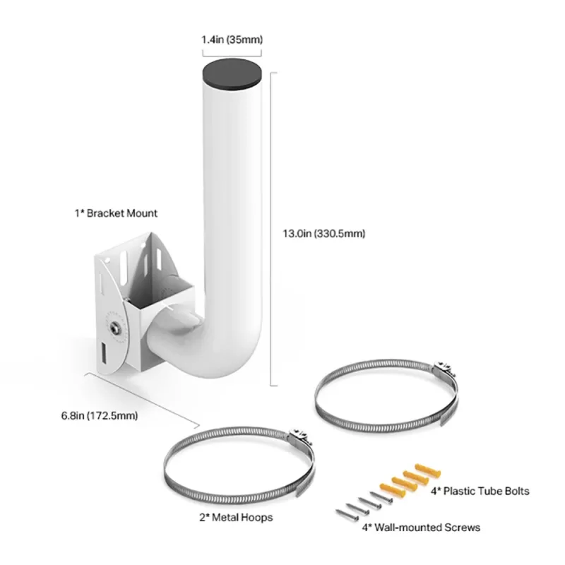 TP-Link Omada posti/seinale kinnitamise komplekt välistingimustes kasutatavale pääsupunktile, WLAN-pääsupunkti kinnitus, Valge, Roostevaba teras, TP-Link, 400 g, 1 tk