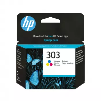 HP 303 kolmevärviline originaaltindikassett, standardmahutavus, tsüaan, magenta, kollane, värvainepõhine tint, 1 tk, 165 lehekülge, üksikpakend