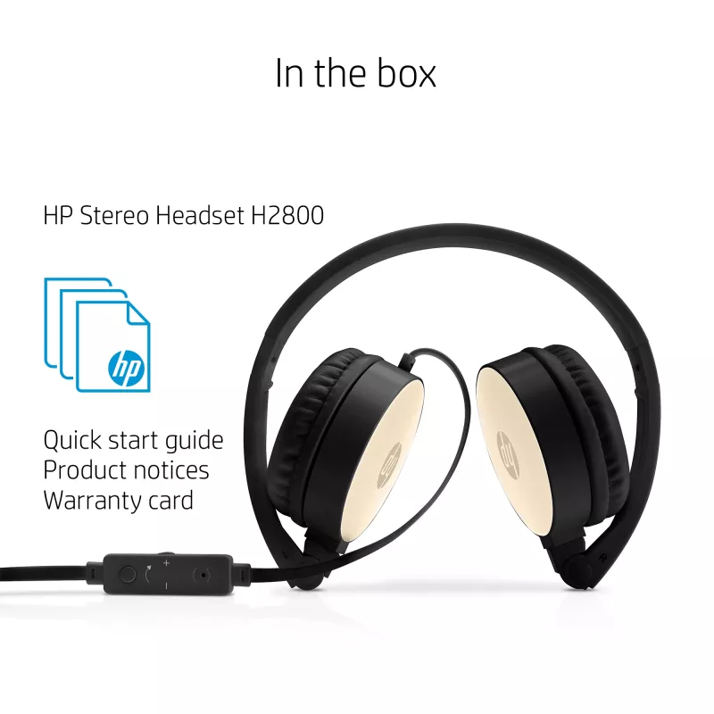 HP Stereo Peakomplekt H2800 (must siidkullaga), juhtmega ühendus, kõned/muusika, 125 g, peakomplekt, must, kuldne