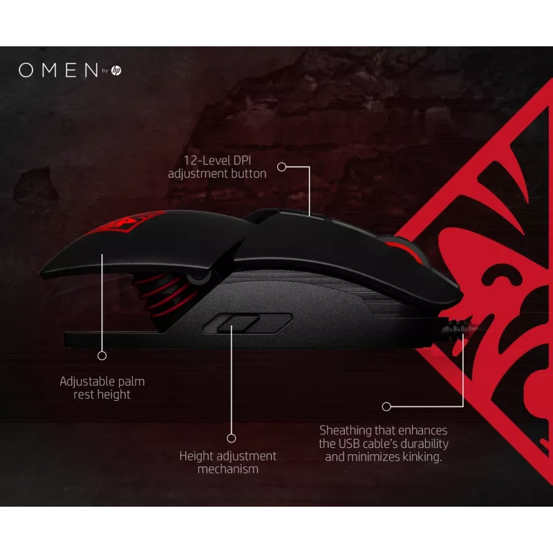 HP OMEN by Reactor hiir, paremakäeline, optiline, USB-tüüp-A, 16000 DPI, 0,2 ms, must