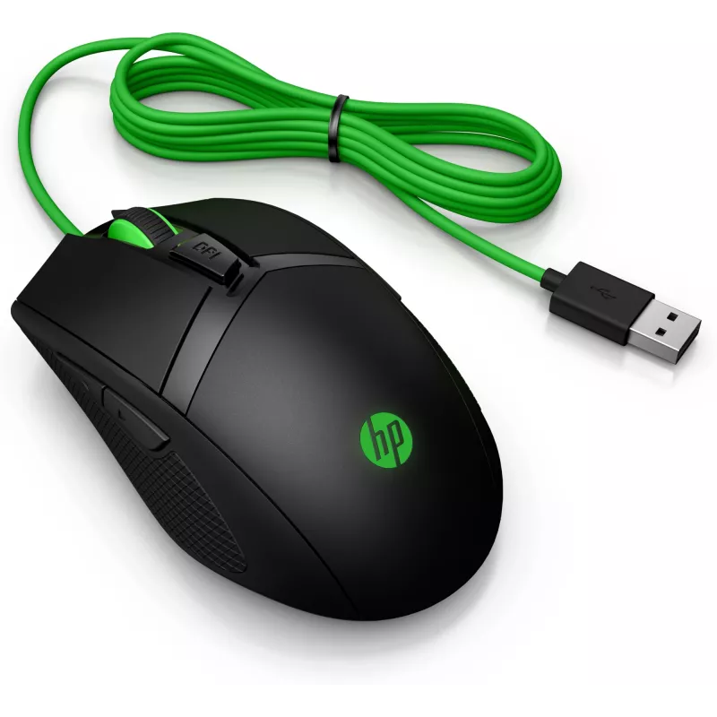 HP Pavilion Gaming hiir 300, mõlemakäeline, optiline, USB Type-A, 5000 DPI, must, roheline