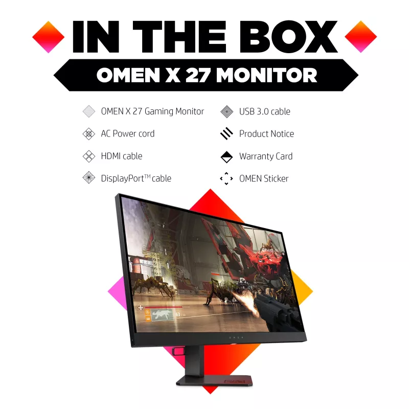 HP OMEN X 27 arvutimonitor 68,6 cm (27 tolli) 2560 x 1440 pikslit Quad HD Must (taastatud toode)