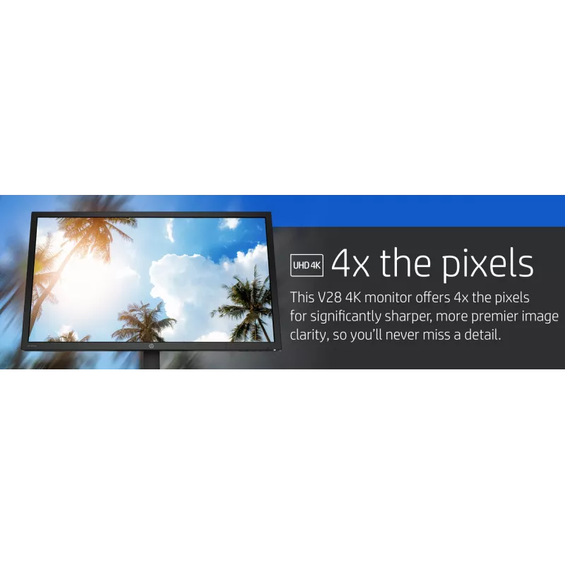HP V28 arvutikuvar 71,1 cm (28 tolli) 3840 x 2160 pikslit 4K Ultra HD LED Must