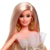 Barbie Signature 2025 pühadefiguur nukk, hooajaline kollektsionäär, blond hõbedase ja kuldse kleidiga