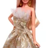 Barbie Signature 2025 pühadefiguur nukk, hooajaline kollektsionäär, blond hõbedase ja kuldse kleidiga
