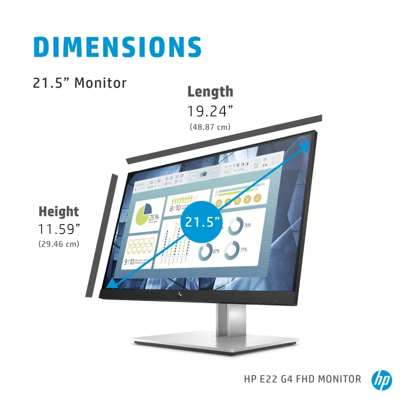 HP E-Series E22 G4 arvutimonitor 54,6 cm (21,5 tolli) 1920 x 1080 pikslit Full HD LCD Must, Hõbedane