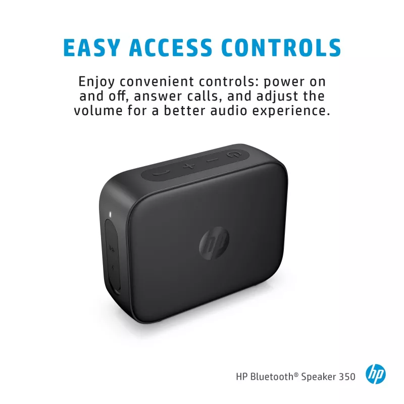 HP must Bluetooth-kõlar 350, juhtmevaba, USB USB-C, mono kaasaskantav kõlar, must, ristkülik, nupud