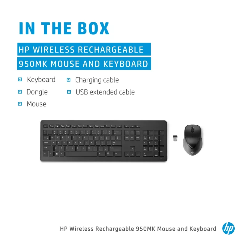 HP Wireless Rechargeable 950MK hiir and klaviatuur Full-size Wireless Mechanical