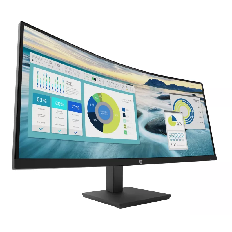 HP P34hc G4 WQHD USB-C kumer monitor, 86,4 cm (34 tolli), 3440 x 1440 pikslit, Wide Quad HD, LCD, 5 ms, must