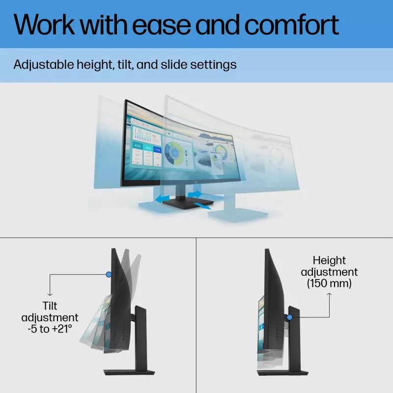 HP P34hc G4 WQHD USB-C kumer monitor, 86,4 cm (34 tolli), 3440 x 1440 pikslit, Wide Quad HD, LCD, 5 ms, must