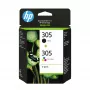 HP 305 2-Pack Tri-color/Must Originaal tindikassett, must, tsüaan, magenta, kollane, värvipõhine tint, pigmendipõhine tint, 2 tk, 120 lehte, 100 lehte