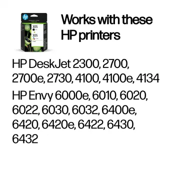 HP 305 2-Pack Tri-color/Must Originaal tindikassett, must, tsüaan, magenta, kollane, värvipõhine tint, pigmendipõhine tint, 2 tk, 120 lehte, 100 lehte