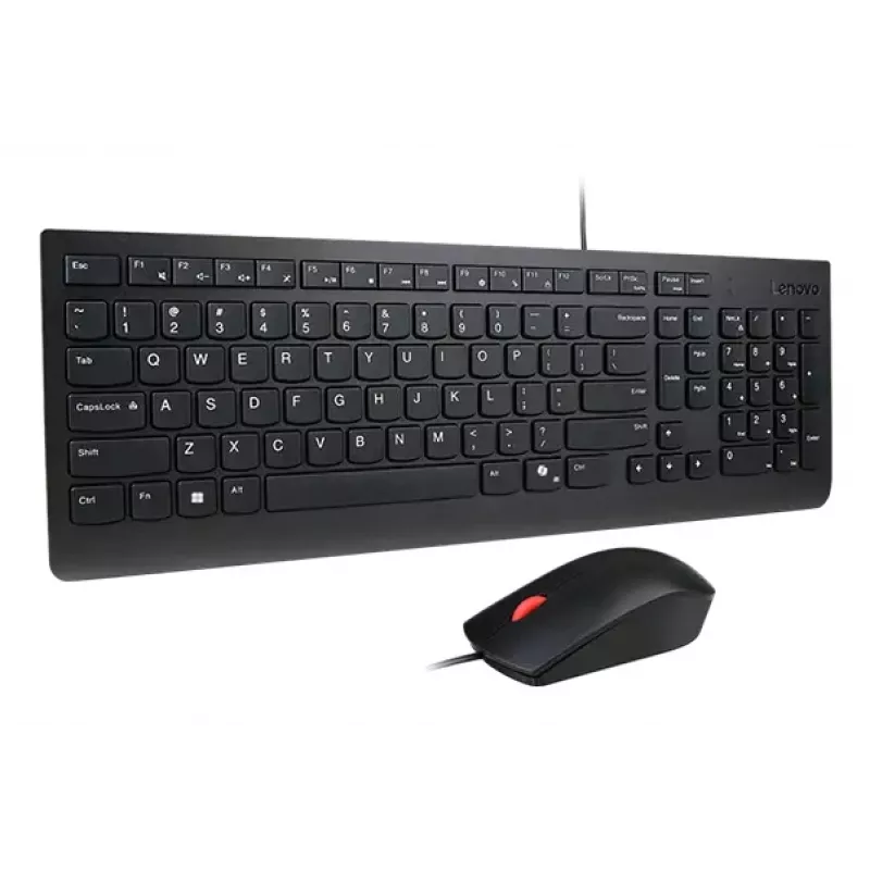 Juhtmega täissuuruses USB-klaviatuuri ja hiire komplekt Lenovo 4X31R64409 — 100% paigutus, 1,8 m kaabel, must, taani