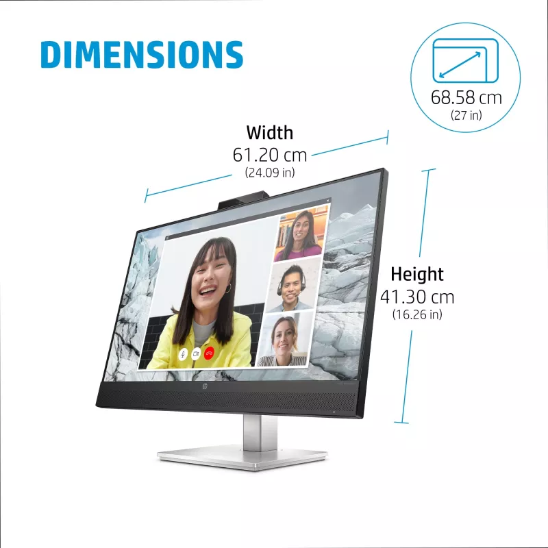 HP E27m G4 QHD USB-C konverentsimonitor, 68,6 cm (27 tolli), 2560 x 1440 pikslit, Quad HD, LCD, 5 ms, must, hõbedane