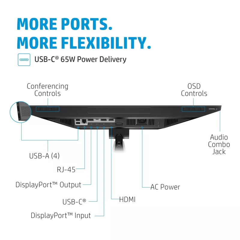 HP E24m G4 FHD USB-C konverentsimonitor, 60,5 cm (23,8 tolli), 1920 x 1080 pikslit, Full HD, LCD, 5 ms, must, hõbedane