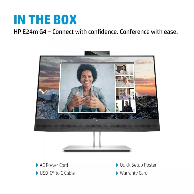 HP E24m G4 FHD USB-C konverentsimonitor, 60,5 cm (23,8 tolli), 1920 x 1080 pikslit, Full HD, LCD, 5 ms, must, hõbedane