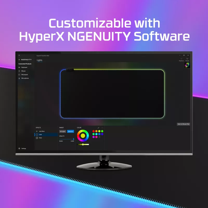 HyperX Pulsefire Mat – RGB-mänguhiirematt – riie (XL)