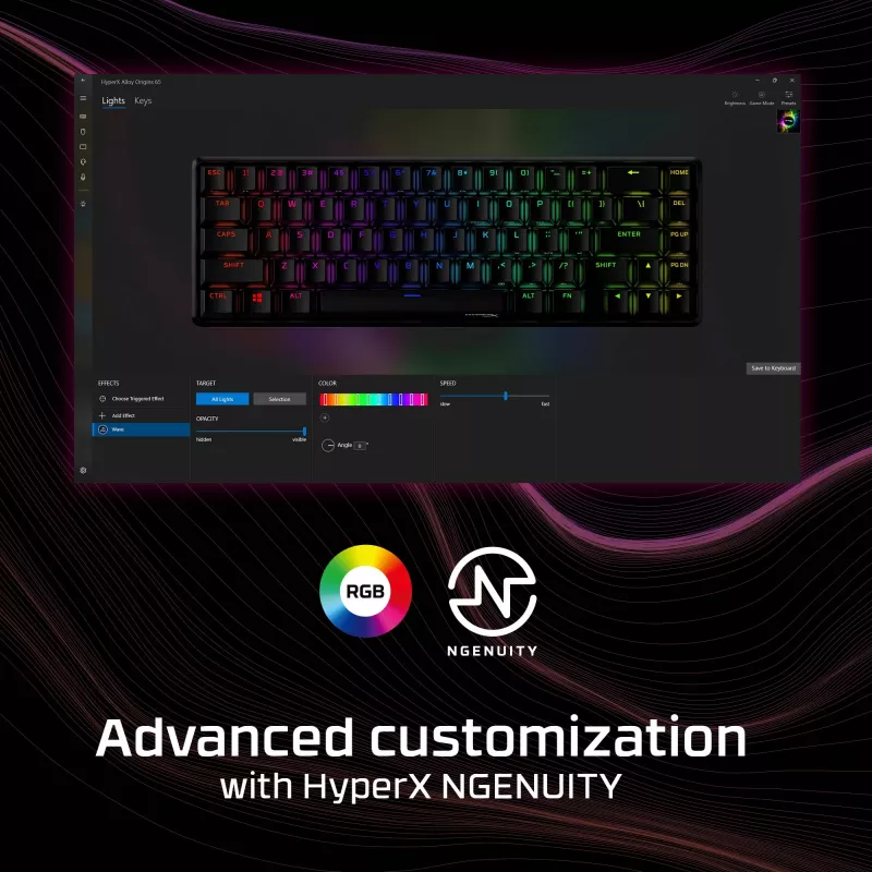 HyperX Alloy Origins 65 - mehaaniline mänguriklaviatuur - HX Aqua (US paigutus)