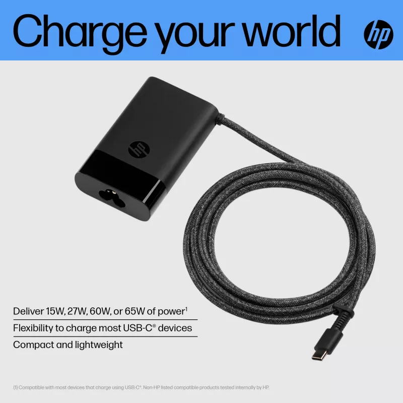 HP USB-C 65W sülearvuti laadija, sülearvuti, sisetingimustesse, 90 V, 65 W, 5–20 V, 1,6 A
