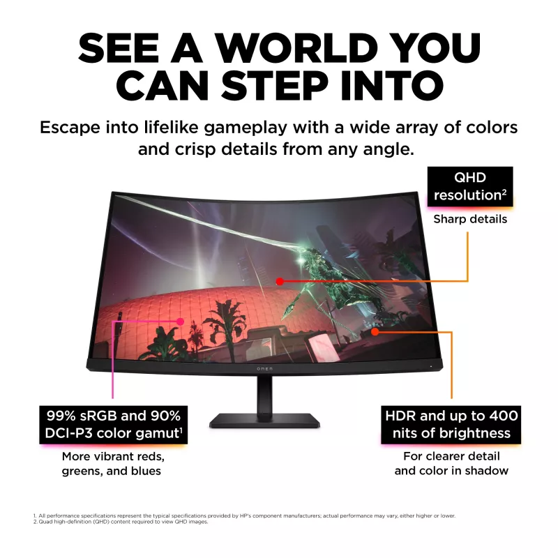 OMEN by HP 31,5-tolline QHD 165Hz kumer mängurimonitor - OMEN 32c