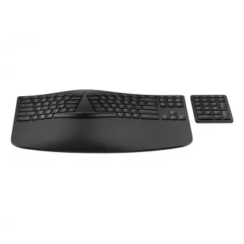 HP 965 Ergonomic traadita klaviatuur, täissuuruses (100%), traadita, RF traadita + Bluetooth, membraan, must