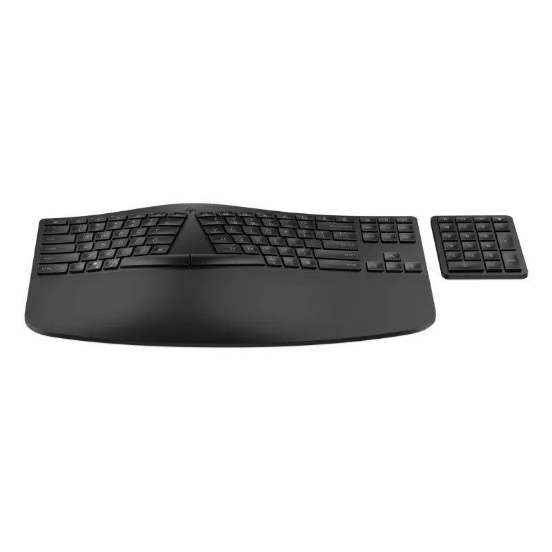 HP 965 Ergonomic traadita klaviatuur, täissuuruses (100%), traadita, RF traadita + Bluetooth, membraan, must