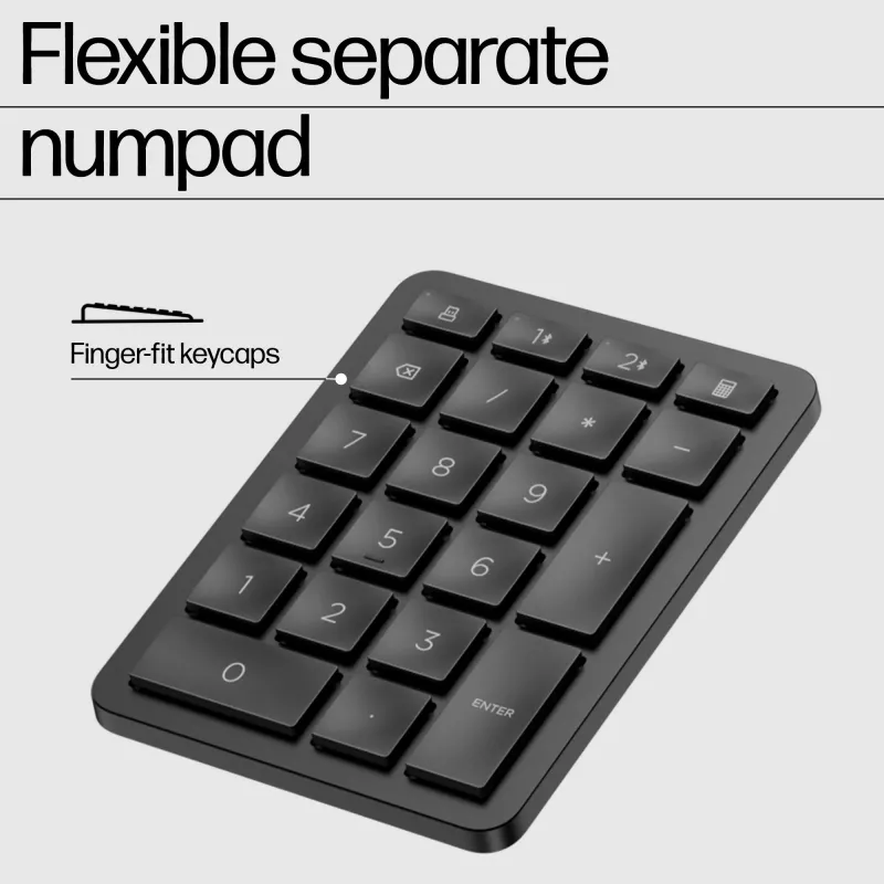HP 965 Ergonomic traadita klaviatuur, täissuuruses (100%), traadita, RF traadita + Bluetooth, membraan, must