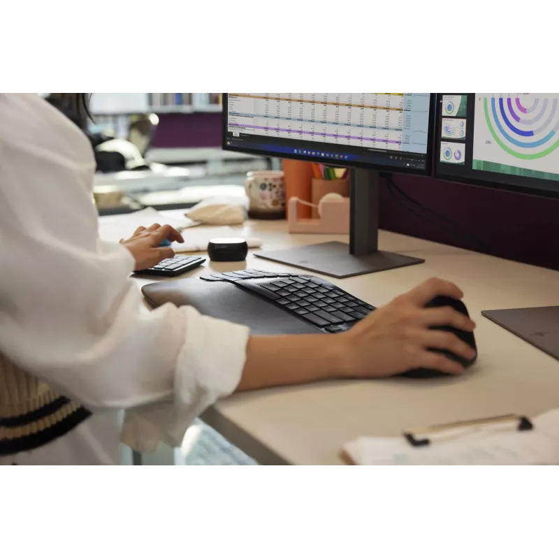 HP 965 Ergonomic traadita klaviatuur, täissuuruses (100%), traadita, RF traadita + Bluetooth, membraan, must