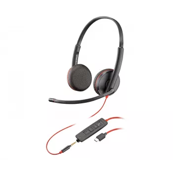 Peakomplekt POLY Mustwire C3225 Stereo USB-C juhtmega kontorikõnekeskus