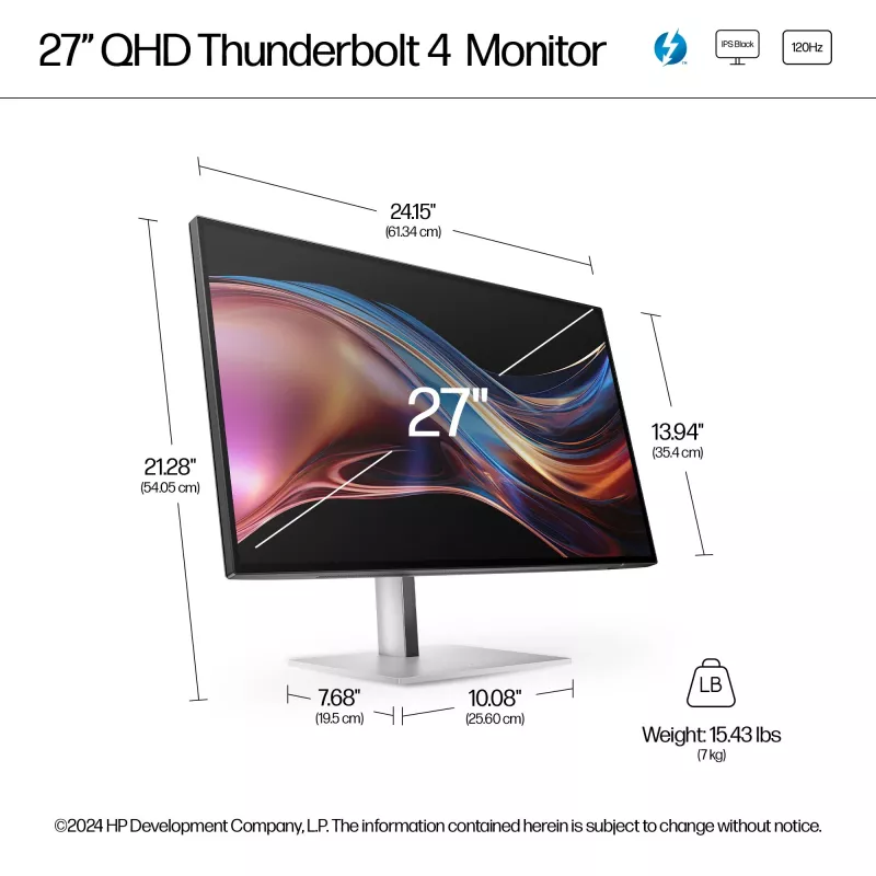 HP Series 7 Pro 27-tolline QHD Thunderbolt 4 monitor - 727pu