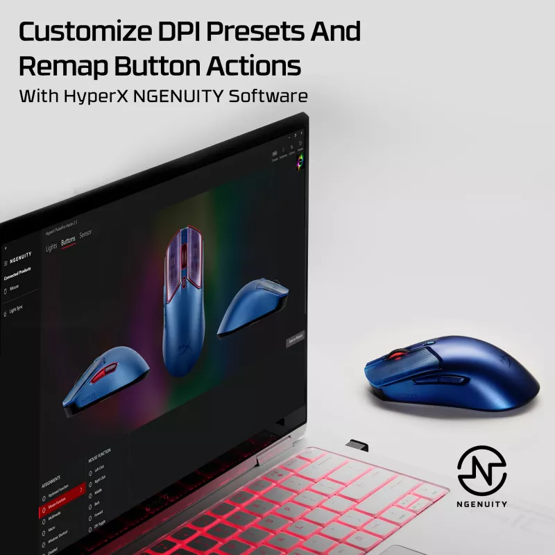 Juhtmevaba mängurihiir HP HyperX Pulsefire Haste 2 S mereväesinine 64g Li-Ion