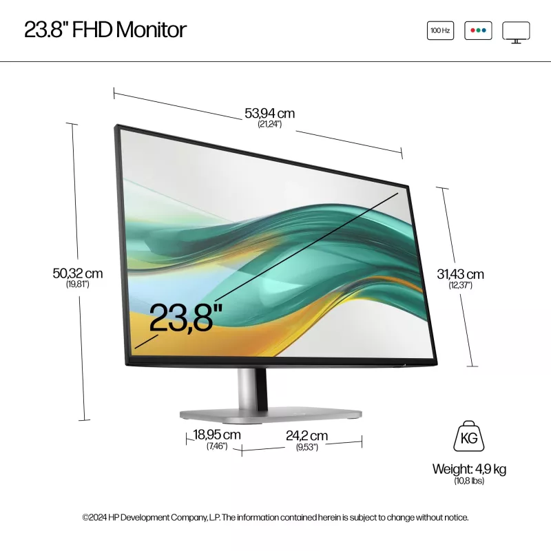 HP Series 5 Pro 23.8-tolline FHD monitor ilma aluseta - 524pf