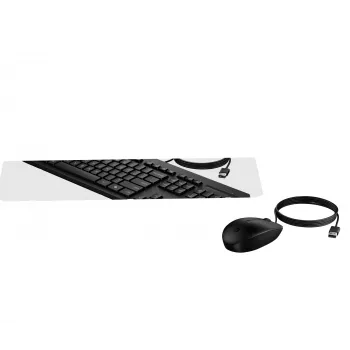 HP 225 juhtmega hiir ja KB G2 Belgia – ingliskeelne lokaliseering AZERTY BE – hiir – AZERTY klaviatuur, hiir kaasas, kontor, USB, must