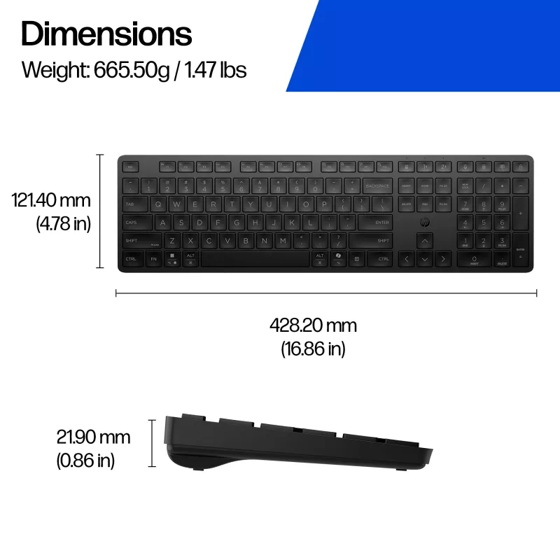 HP 495K mitme seadmega kaherežiimiline klaviatuur, täissuuruses (100%), juhtmevaba, USB + Bluetooth, must