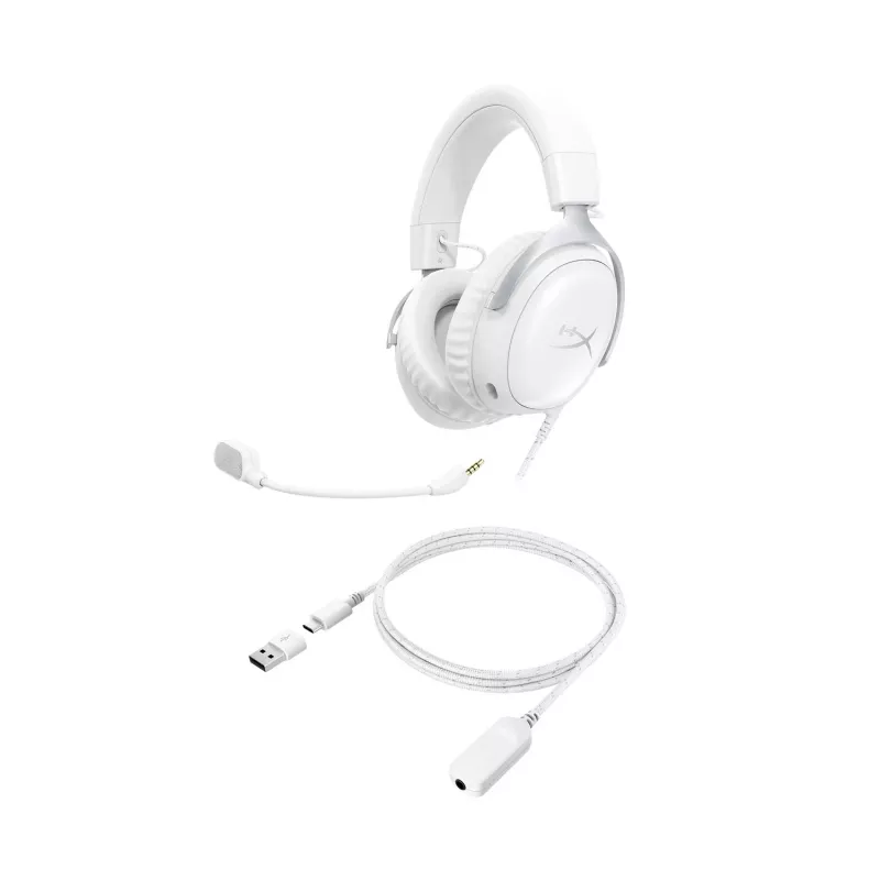 HyperX Cloud III - mänguri peakomplekt (valge), valge, Hiina, Tai, ümberkõrvaklapiga, suletud, 155 mm, 86,7 mm