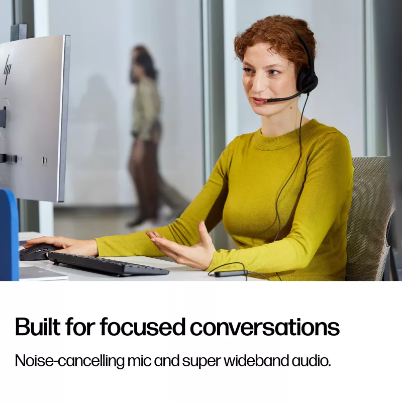 HP Poly Mission 415 Monaural USB Wired Headset (Bulk), 99 g, Must