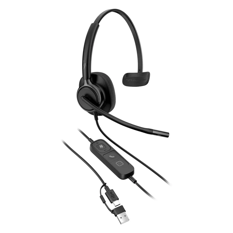 HP Poly Mission 415 Monaural USB Wired Headset (Bulk), 99 g, Must