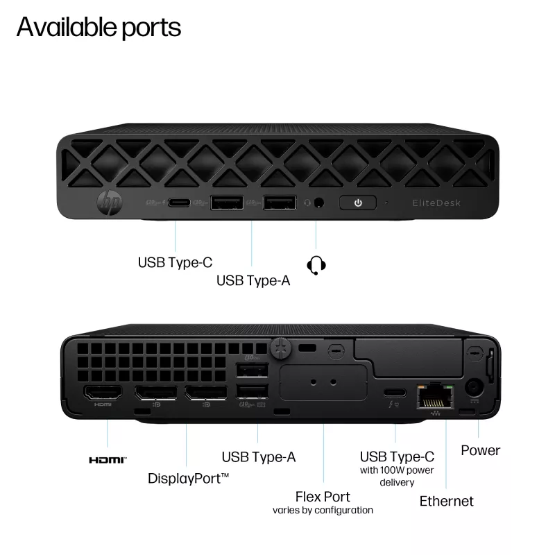 Mini-arvuti HP EliteDesk 8 Mini G1i AI — Intel Core Ultra 7 265T, 16 GB DDR5, 1 TB SSD, Windows 11 Pro, must