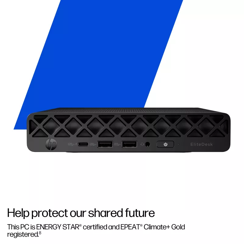 Mini-arvuti HP EliteDesk 8 Mini G1i AI — Intel Core Ultra 7 265T, 16 GB DDR5, 1 TB SSD, Windows 11 Pro, must