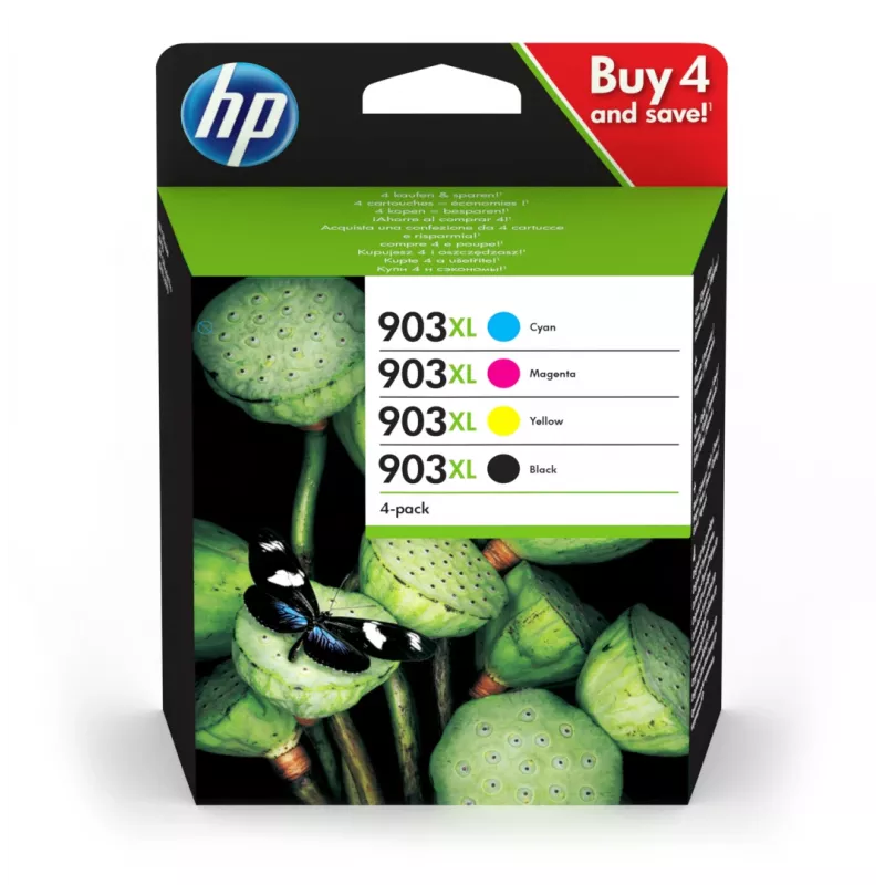 HP 903XL tindikassett 4 tk originaal kõrge (XL) tootlikkusega must, tsüaan, magenta, kollane