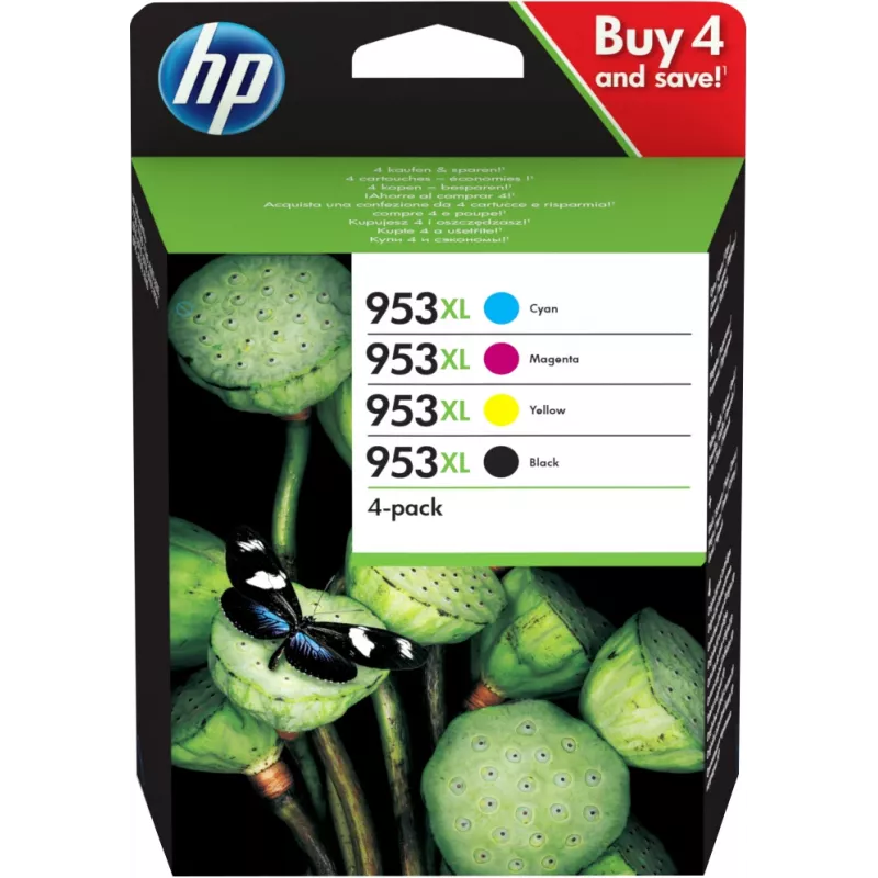 HP 953XL tindikassett Originaal Suur (XL) tootlus Must, tsüaan, magenta, Kollane