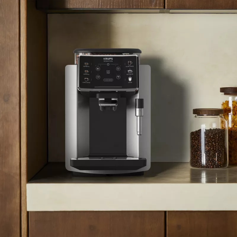 Espressomasin KRUPS Sensation EA910E — täisautomaatne, 1,7 l veepaak, sisseehitatud veskiga, 2 tila, 1450 W