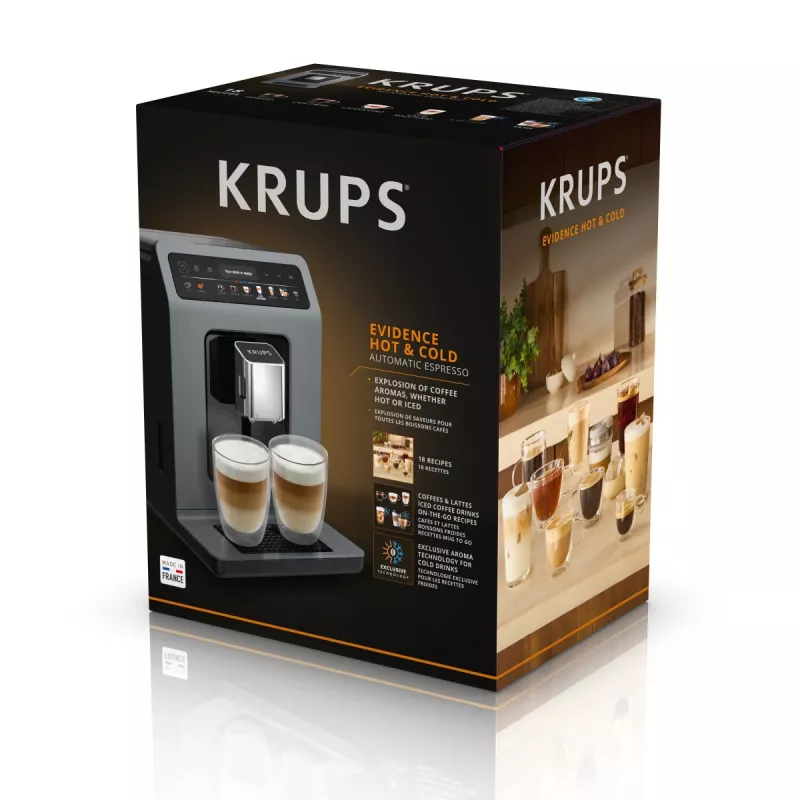 Espressomasin Krups Evidence Hot & Cold EA898GF0 — täisautomaatne, 2,5 L veepaak, sisseehitatud veski, 2 tila