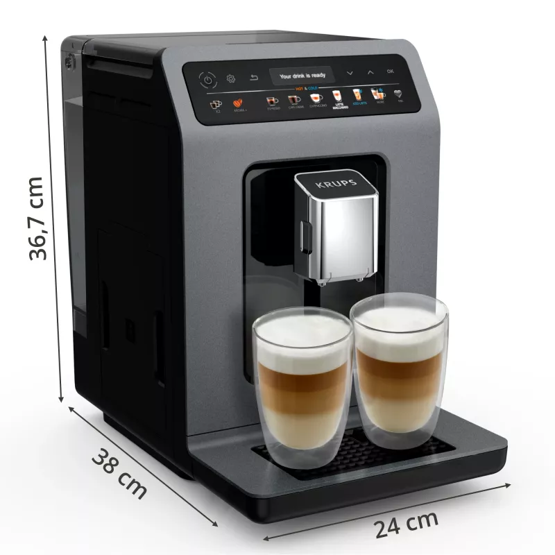 Espressomasin Krups Evidence Hot & Cold EA898GF0 — täisautomaatne, 2,5 L veepaak, sisseehitatud veski, 2 tila