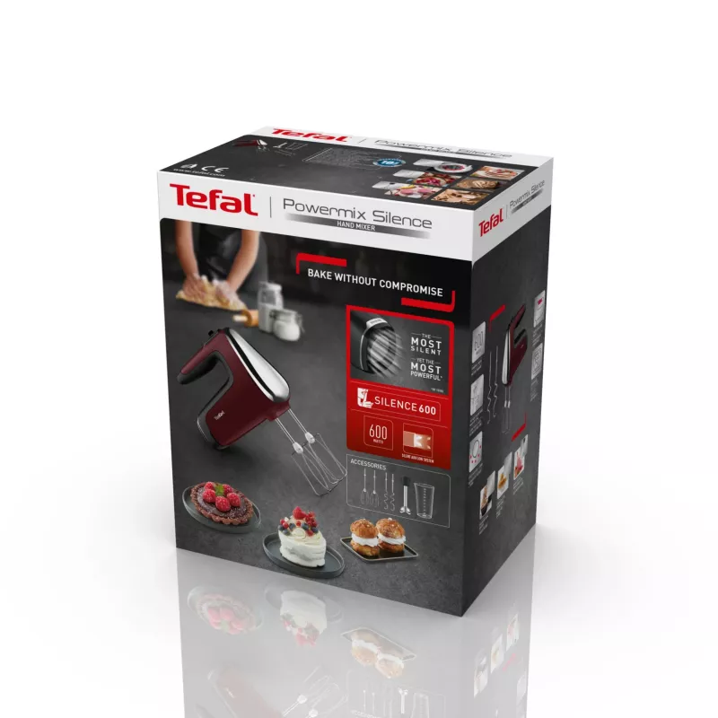 Tefal Powermix Silence HT6525 käsimikser, 500 W, punane