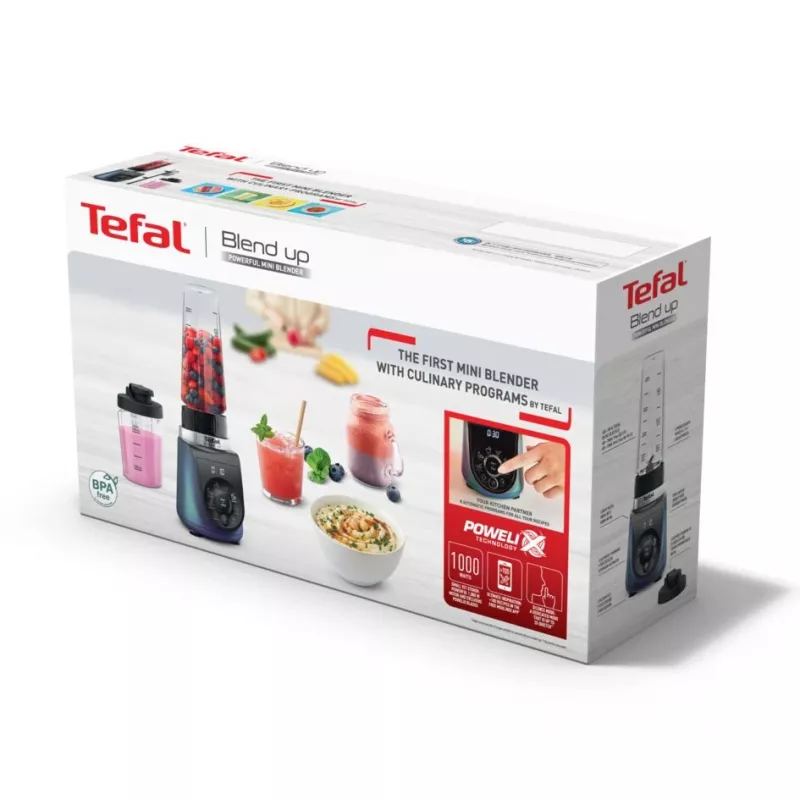 Tefal Blend Up BL19H4F0 blender 0,85 L Lauablender 1000 W Sinine, Läbipaistev