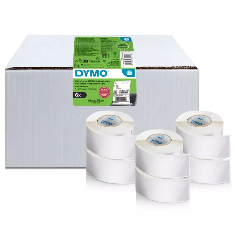 Saatmissildid Dymo LabelWriter eriti suured 104×159 mm isekleepuvad 6 rulli, 1320 silti LabelWriter 4XL/5XL jaoks