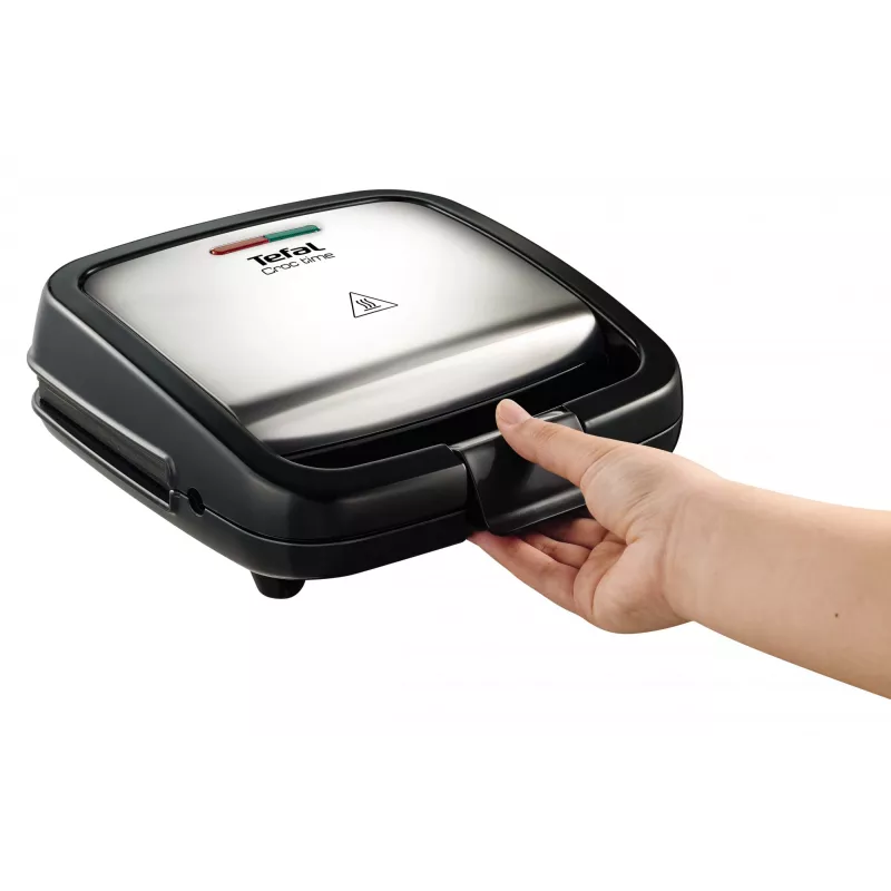 Kontaktgrill Tefal SM193D — lauapealne elektrigrill, must ja roostevaba teras, 1,9 kg